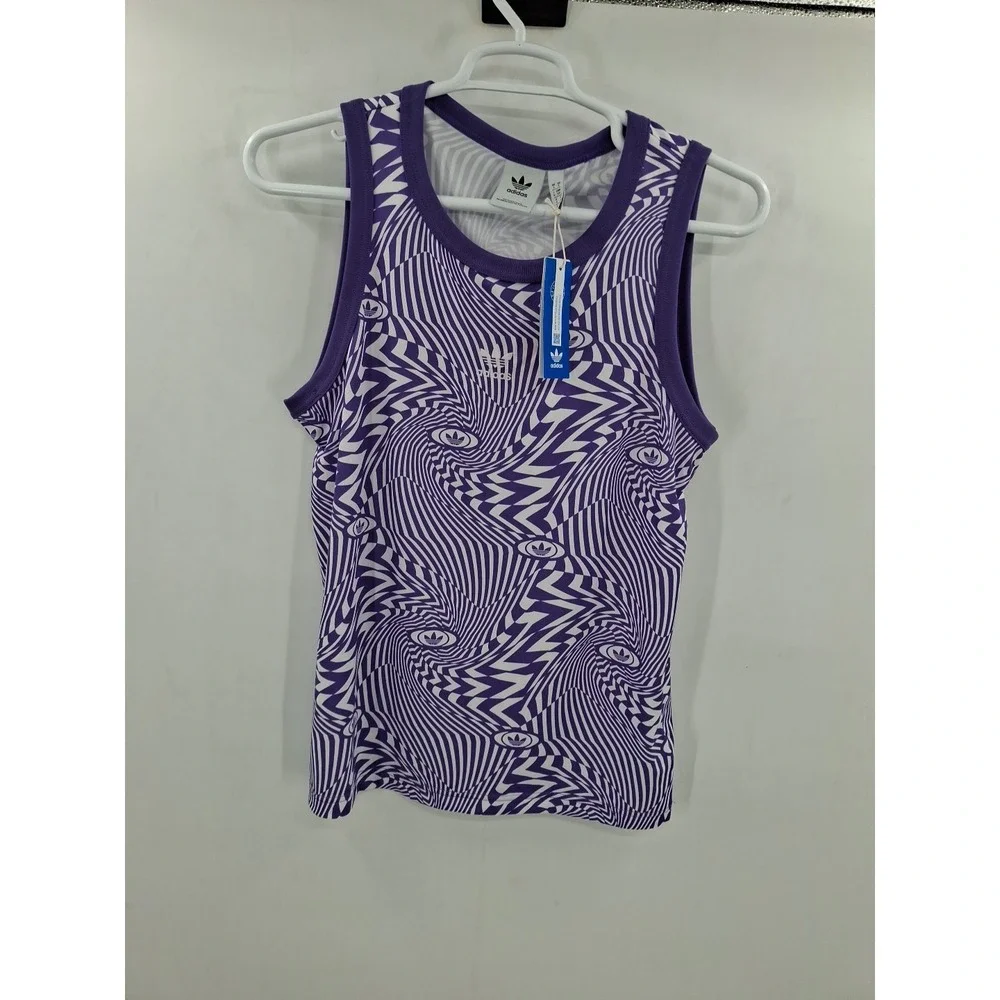 ADIDAS ORIGINALS Vortex Print Tank In Purple/White Small